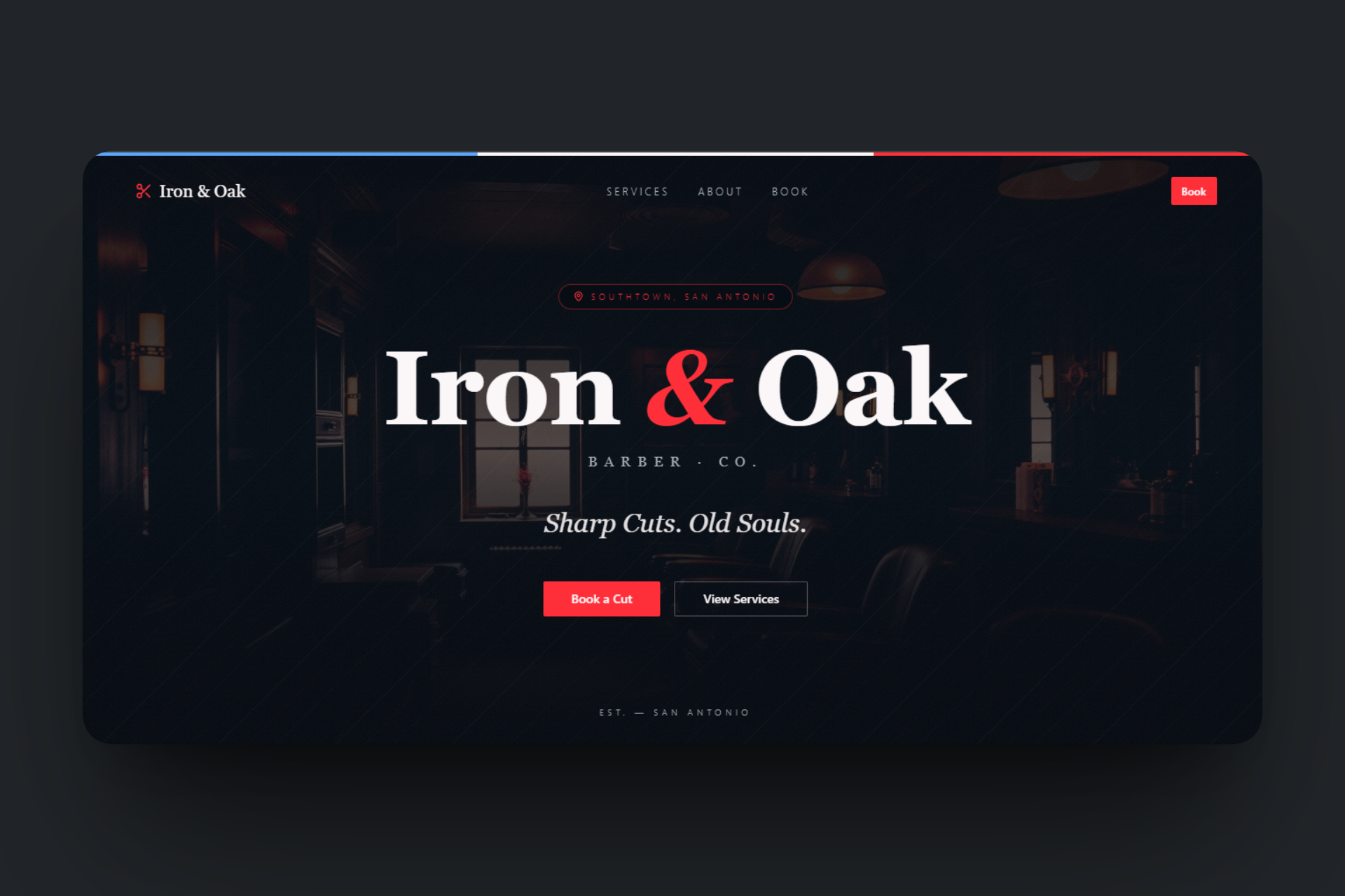 Iron & Oak Barber Co. website design by We Build San Antonio